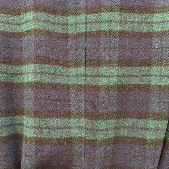 XS CoffeeShop Blue and Green Plaid Tartan Jacket with Belt - Picture 4 of 5